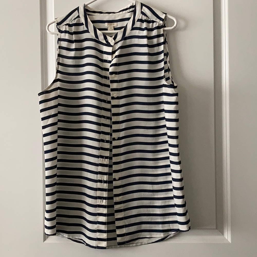 J. Crew stripped sleeveless button down